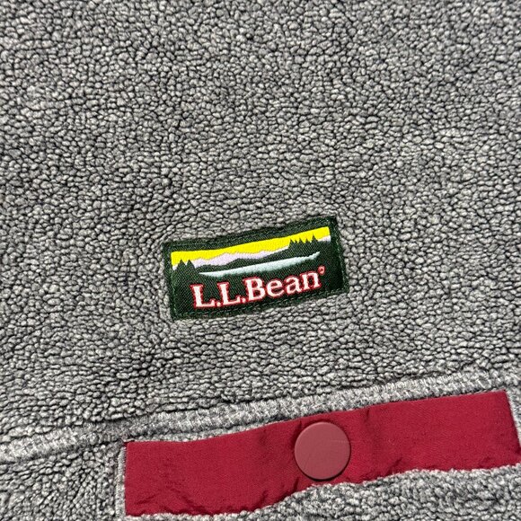 L.L. Bean Men’s Tumbled Sherpa Pullover - Grey/Red - Picture 3 of 6